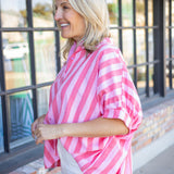 In the Mix Oversized Button Down, Red/Pink