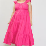Walk On The Beach Ruffle Sleeve Maxi, Pink