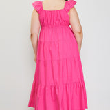 Walk On The Beach Ruffle Sleeve Maxi, Pink