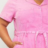Malibu Girl Washed Utility Jumpsuit, Pink