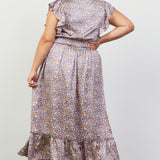 Take Me Out Tonight Satin Floral Midi Dress, Navy