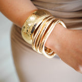 Geometric Gold Bangle, Set of 3