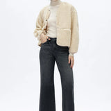 Mid Rise Wide Leg Jeans, Dark Grey