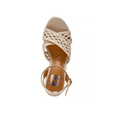 Whisora Crossband Raffia Woven Platform, Ivory