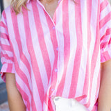 In the Mix Oversized Button Down, Red/Pink