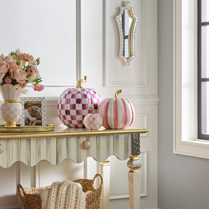 Bubblegum Pink Stripe Pumpkin, Medium