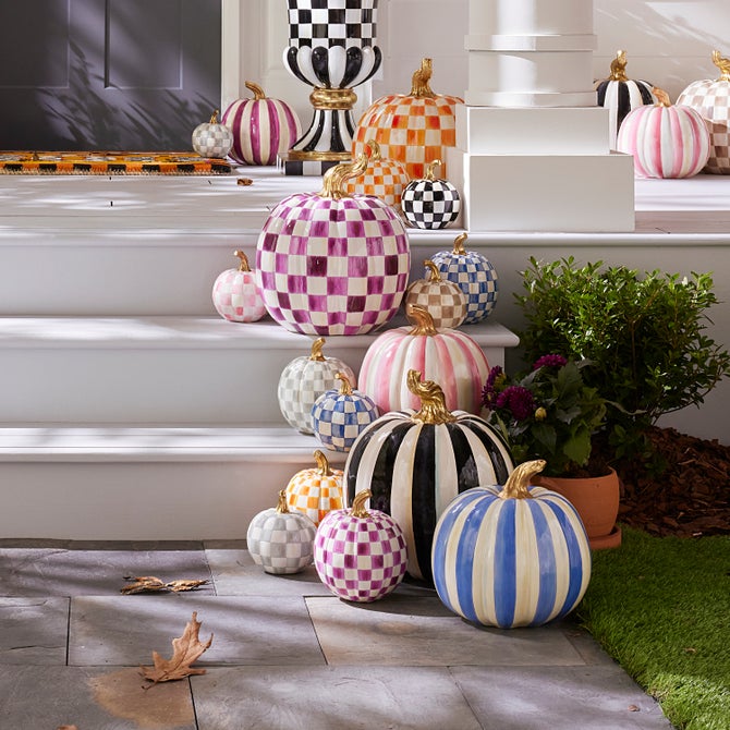 Bubblegum Pink Stripe Pumpkin, Medium