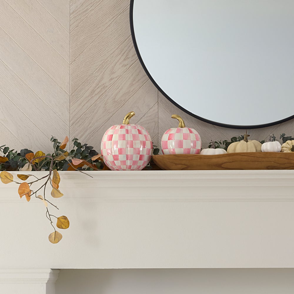 Bubblegum Pink Check Small Pumpkin