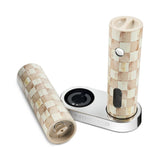 Mocha Check Electric Salt & Pepper Grinder Set