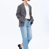 High Rise Straight Leg Jean, Medium Blue
