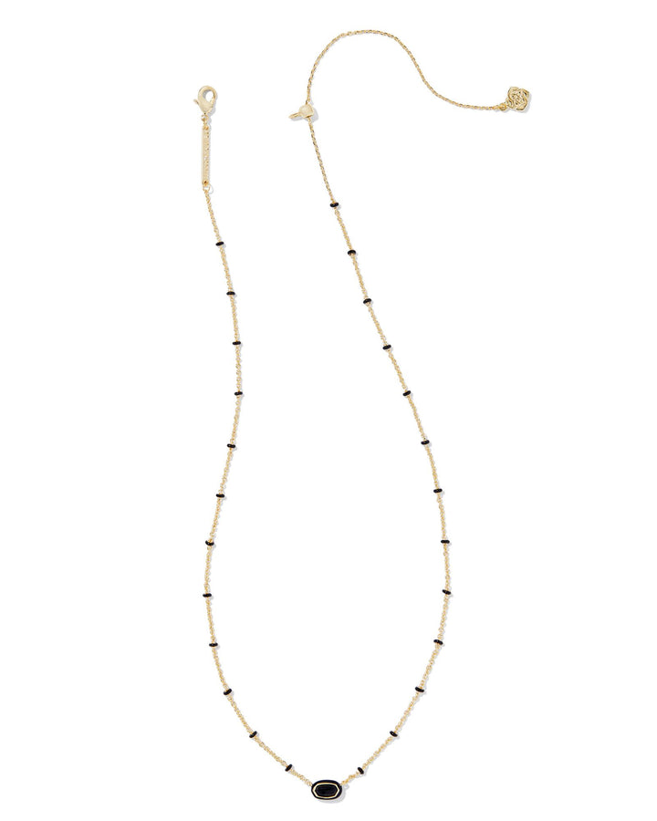 Mini Gold Elisa Frame Pendant, Black Agate