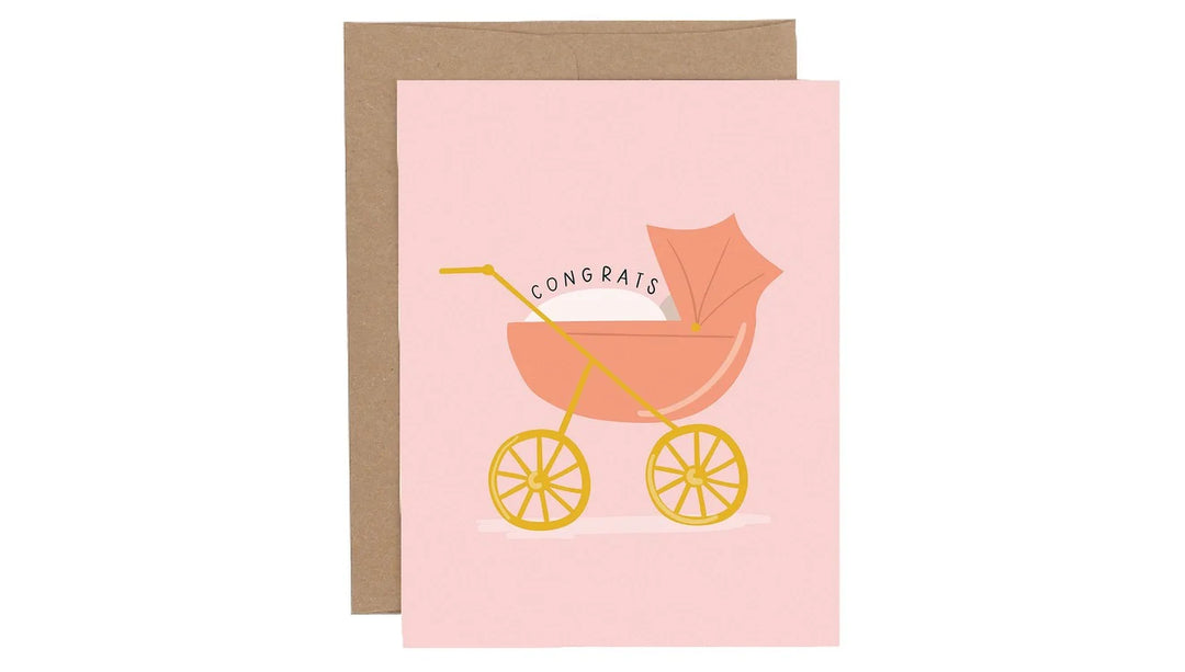 Pink Baby Carriage Greeting Card