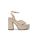 Whisora Crossband Raffia Woven Platform, Ivory