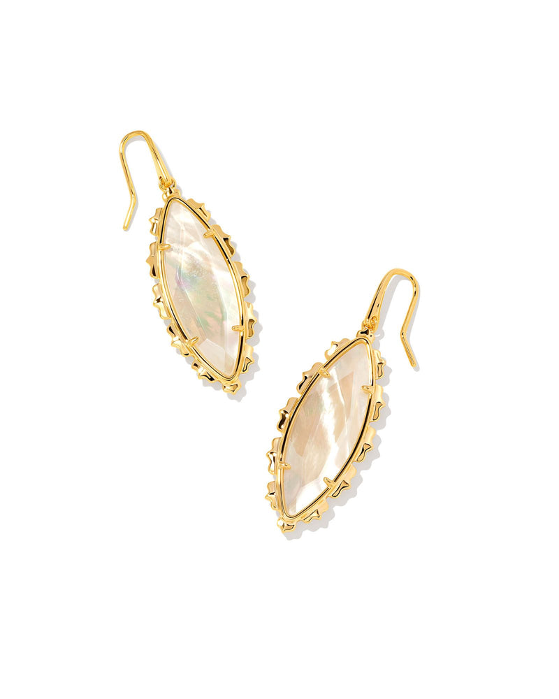 Genevieve Gold Drop Earrings, Ivory Mother of Pearl