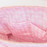 Ruffled Nylon Tote Bag, Pink Floral