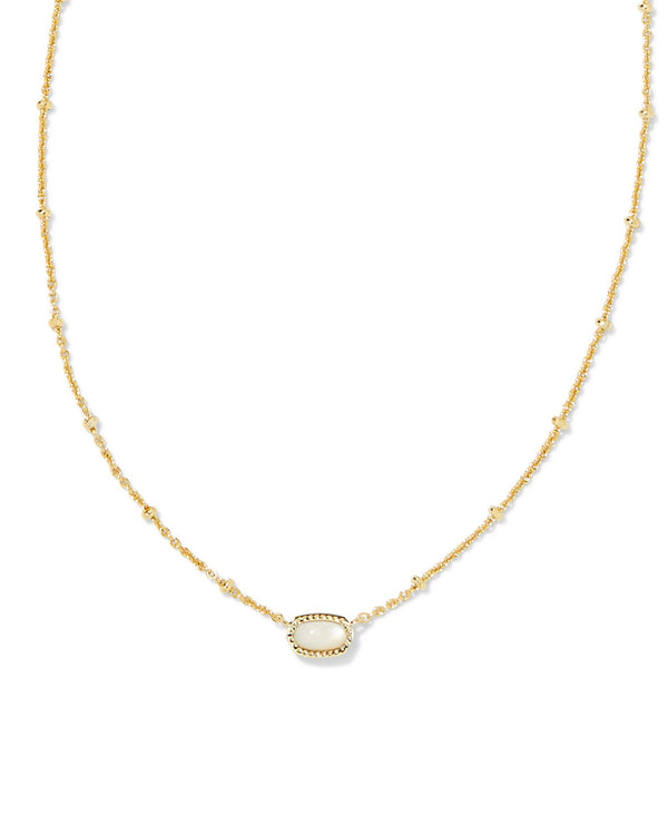 Mini Gold Elisa Pendant Necklace, Ivory