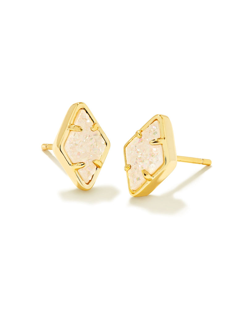 Kinsley Gold Stud Earrings, Iridescent Drusy