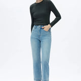 High Rise Straight Jean, Light Blue