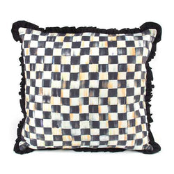 Courtly Check Ruffle Square Throw Pillow