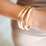 Geometric Gold Bangle, Set of 3