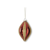 Gold Glittered Jewel Striped Mirrored Glass Ornament