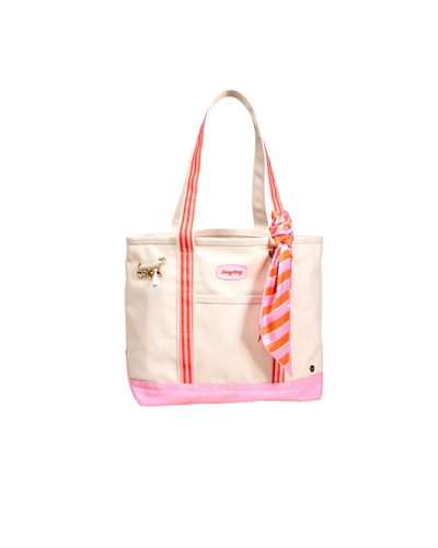 Canvas Tote Bag, Sicily Stripes Pink