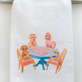 Dogs Playing Mahjong Tea Towel