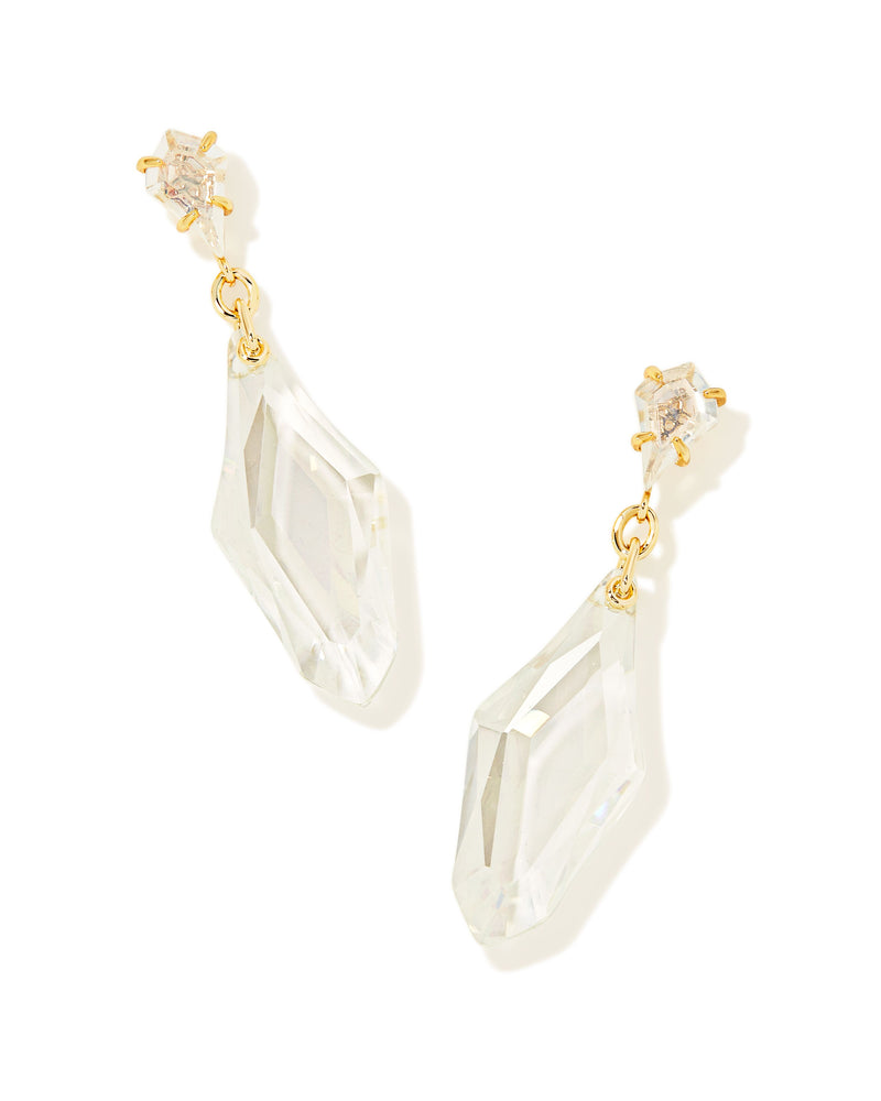 Alexandria Gold Statement Earrings, Lustre Clear Glass