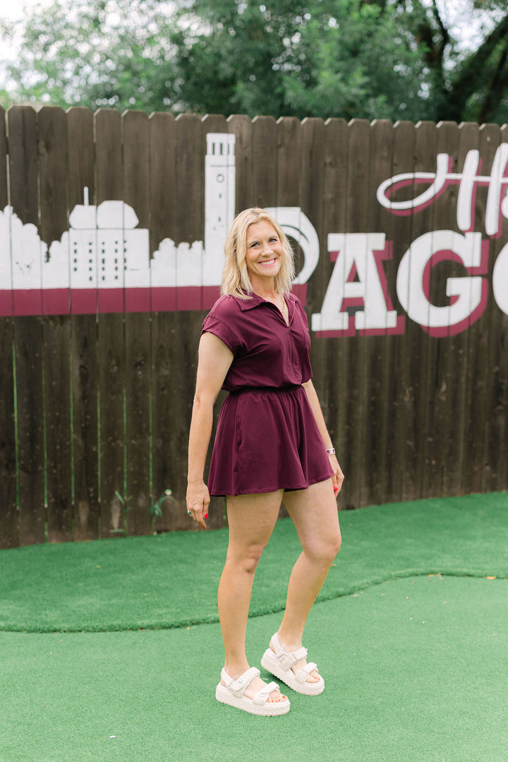 Give It Your All Romper, Maroon