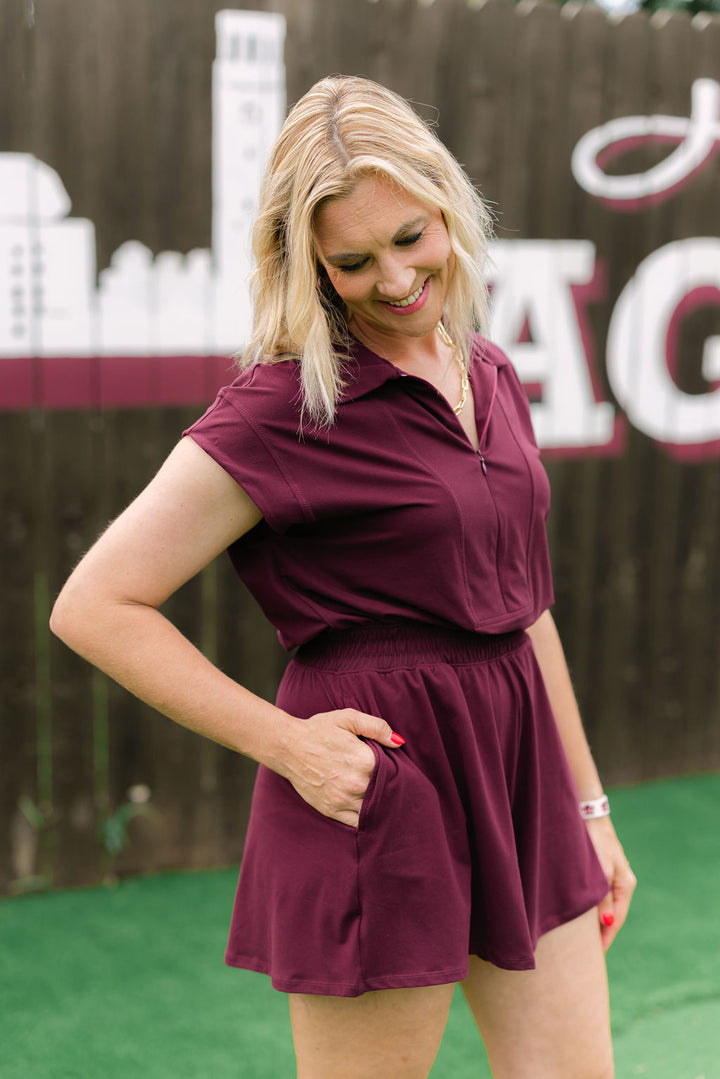 Give It Your All Romper, Maroon