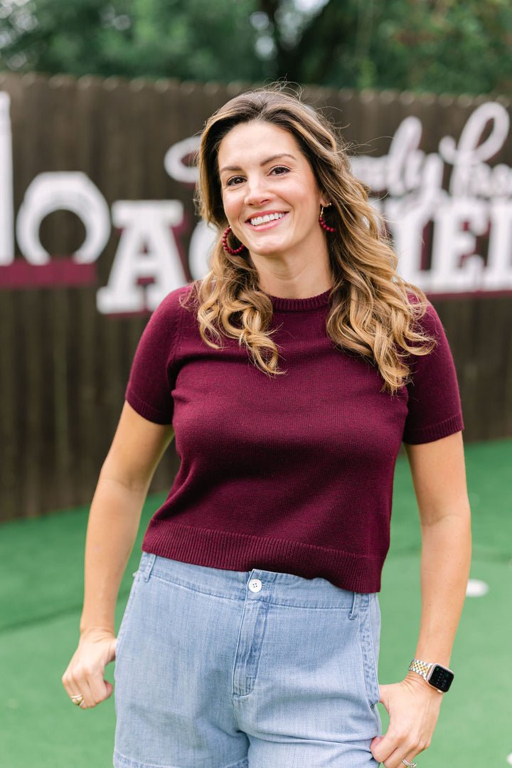 First Down Knit Sweater, Maroon