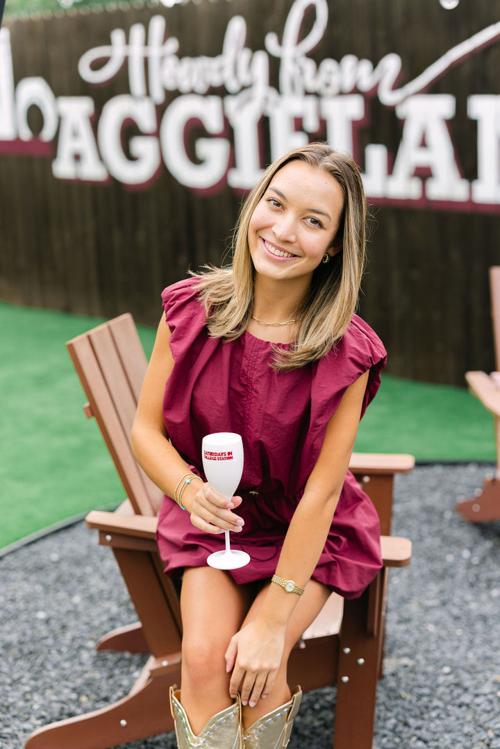 Made For You Crop Bubble Set, Maroon