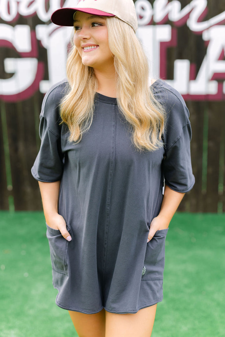 Hot Shot Tee Romper, Black