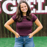 Angelina Lace Tee,Wine
