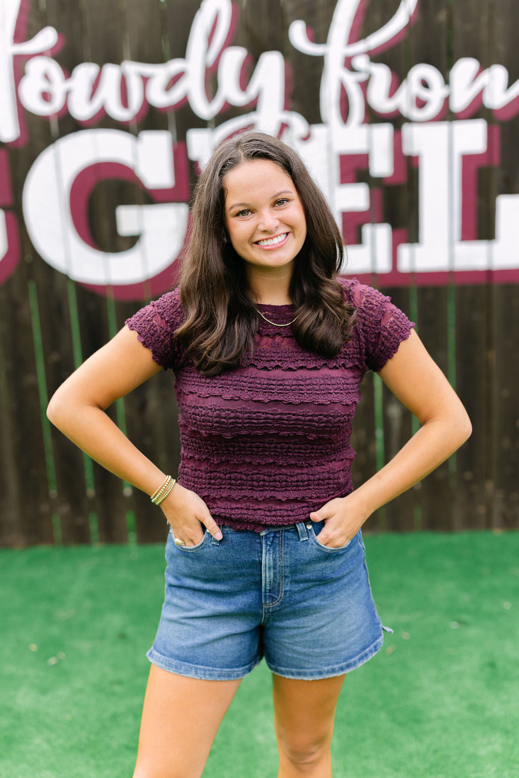 Angelina Lace Tee,Wine
