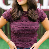 Angelina Lace Tee,Wine