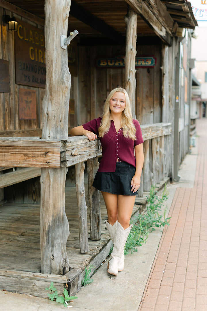 Fourth & Flirty Knit Top, Maroon