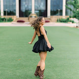 Walk My Way Bubble Dress, Black