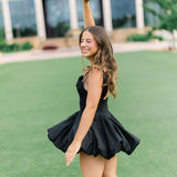 Walk My Way Bubble Dress, Black