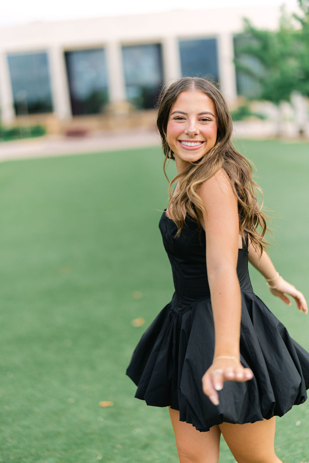 Walk My Way Bubble Dress, Black