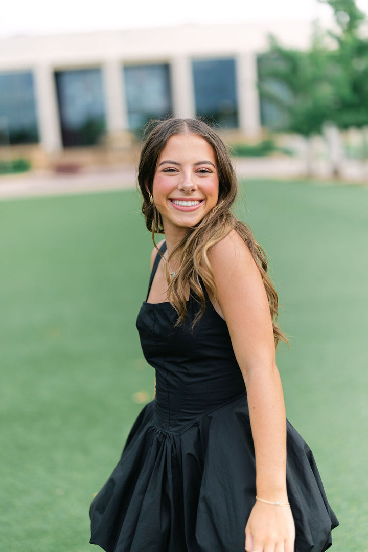 Walk My Way Bubble Dress, Black