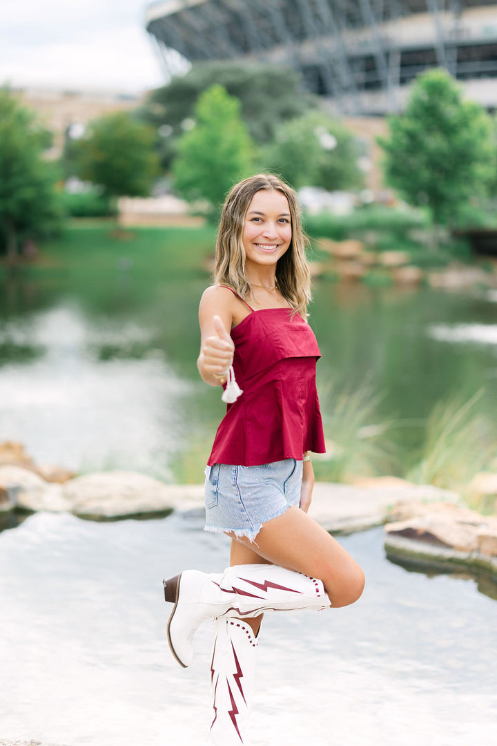 Sideline Statement Top, Maroon