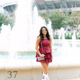 Ruche Hour Mini Dress, Maroon