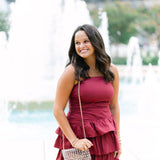 Ruche Hour Mini Dress, Maroon