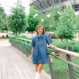 Paloma Denim Mini Shirt Dress, Medium Wash