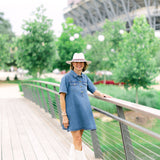 Paloma Denim Mini Shirt Dress, Medium Wash