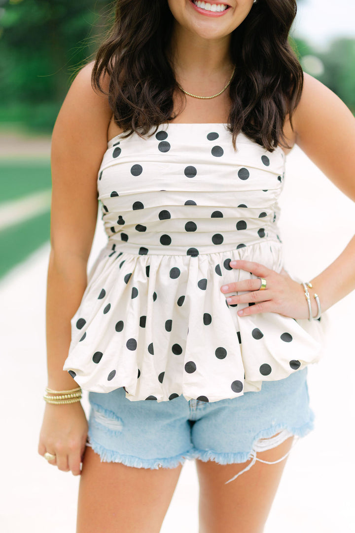 Paige Polka Dot Blouse, Cream/Black