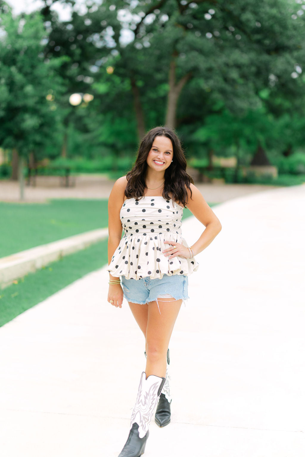 Paige Polka Dot Blouse, Cream/Black