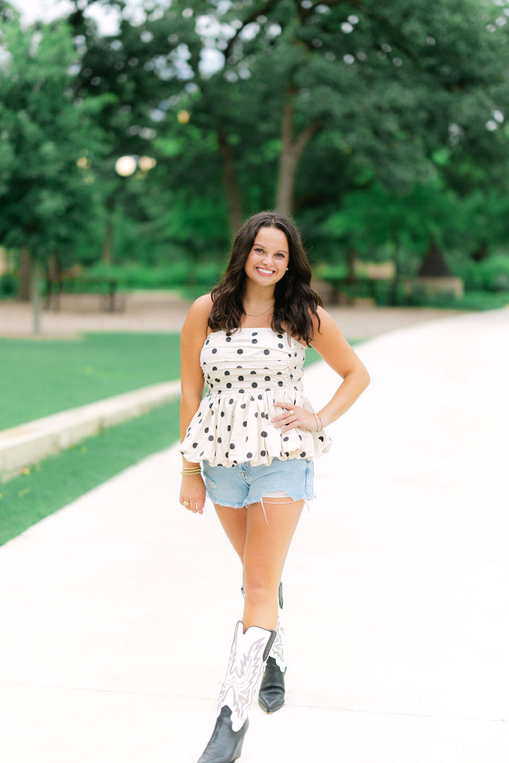Paige Polka Dot Blouse, Cream/Black