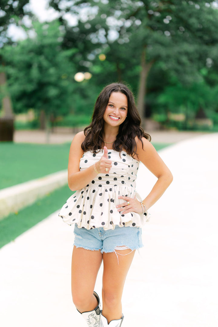 Paige Polka Dot Blouse, Cream/Black